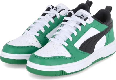Produktbild von Puma Kinder Sportschuhe/ Basketballschuhe/ Low Sneaker REBOUND V6 JR Weiß-Grün Kunstleder Größe: 41/2