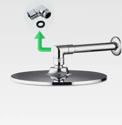 Produktbild von 90-Grad-Duschwinkeladapter, massives Messing, G1/2 Zoll Duschkopf-Verlängerungsarm-Anschluss (Chrom)