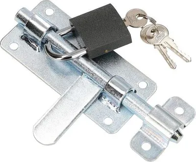Produktbild von Famanu Türgriff 150 mm mit robustem Vorhängeschloss - universelles Türbeschlagset
