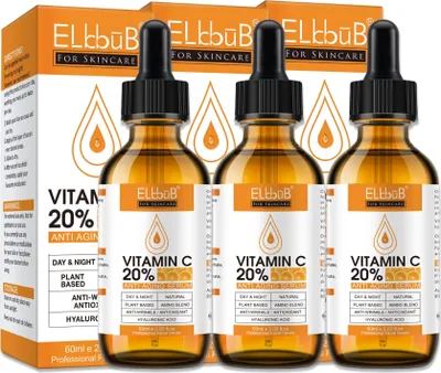 Produktbild von Gesichtsserum mit Vitamin C und E Hyaluronsäure Anti Aging Falten Vegan, 3x 60ml