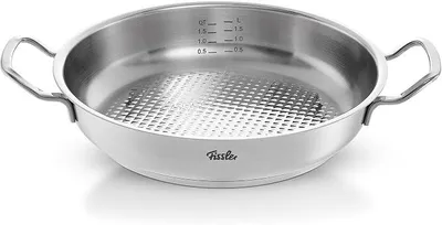 Imagen del producto de Colección Original-Profi / Sartén de servicio redonda de acero inoxidable (2 litros, diámetro 24 cm) con superficie de cocción Novogrill, escala interior y apta para inducción