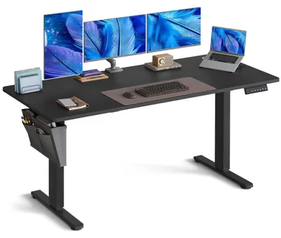 Obrázok produktu pre Elektricky nastaviteľný písací stôl | Čierna farba | 160,1 x 70 x 72,1–120,1 cm