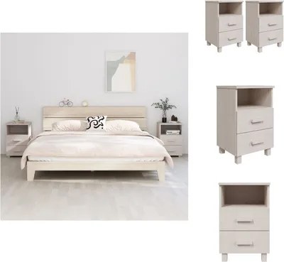 Image de vidaXL Tables de nuit HAMAR 2 pcs. Blanc 40x35x62 cm Bois massif - Tables de chevet