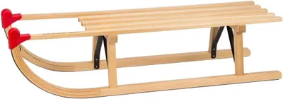 Productafbeelding van Davos Slee - Houten Sledge - Winter Plezier - Gelakt Beukenhout - 100 cm - Rood