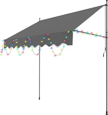 Immagine prodotto di Tenda da sole a pinza Aopunly con LED 250x120cm Tenda da sole per balcone regolabile in altezza con manovella Protezione solare senza foratura per terrazza e balcone Grigio