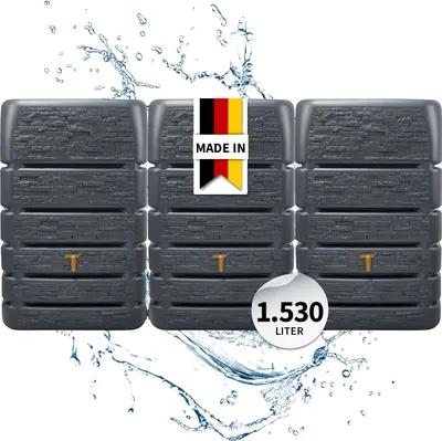Produktbild von 4rain SLIM STONE DECOR Mauertank-SET 1530 Liter graphite grey, 3 x SLIM STONE DECOR 510 Liter inkl. Verbinder