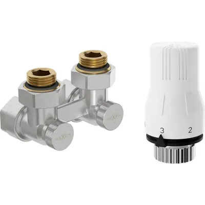 Zdjęcie produktu dla Zestaw Termostatyczny Mexen G02, Kątowy DN50, Nikiel, 1/2"x16 mm