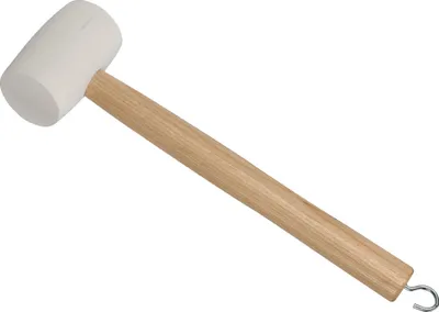 Produktbild von Gummihammer Weiß mit Holzgriff für Camping Hammer mit Heringsauszieher Haken