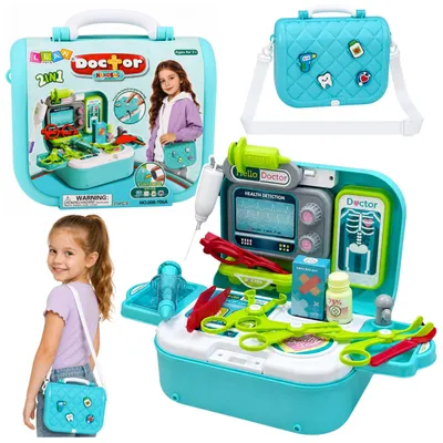 Produktbild von 2-in-1-Arztkoffer, tragbare Arztpraxis, Zubehör, Blau