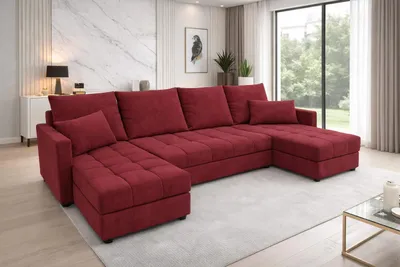 Produktbild von Aurelia U Wohnlandschaft – Ecksofa in U-Form mit Schlaffunktion, Bettkasten & Kissen