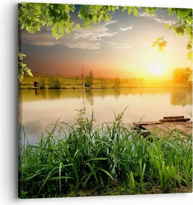 Produktbild von Bild auf Leinwand - Leinwandbild - Brücke See - 30x30cm - Wand Bild - Wanddeko - Wandbilder - Leinwanddruck - Bilder - Kunstdruck - Wanddekoration - Leinwand bilder - Wandkunst - AC30x30-3914
