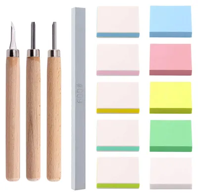 14-teiliges Gummistempel-Schnitzblock-Set, 50 mm, mit Messern