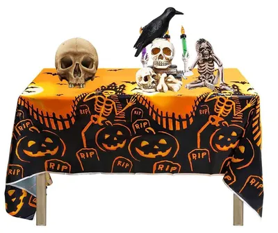 Produktbild von Halloween Tischdecke 137 x 180 cm mit Kürbis-Motiv, wasserdicht, wiederverwendbar