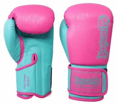 Image de Dragon Pink Dream 30133 : Gants de boxe pour femmes et adolescents – 8oz, 10oz, 12oz – Gants d'entraînement professionnels pour kickboxing, muay thai, MMA et sac de frappe – Turquoise/Rose (12 oz)