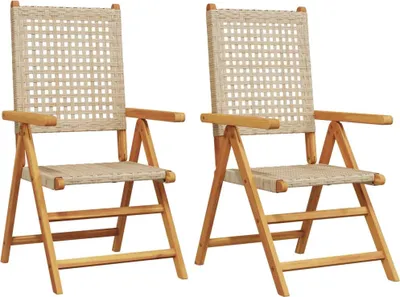 Produktbild von vidaXL Gartenstühle 2 Stk. Beige Massivholz Akazie und Poly Rattan