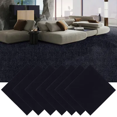 Image de 30 dalles de moquette adhésives, 30x30 cm - Noir, pour bureau et salon