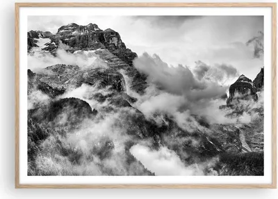 Produktbild von Gerahmtes Poster - Rahmen in heller Eiche - Berge Nebel Gipfel - 100x70 cm - Wand Bild - Wanddeko - Wandbilder - Wandposter - Bilderrahmen - Bilder - Kunstdruck - Wandbild - P2NAA100x70-3664