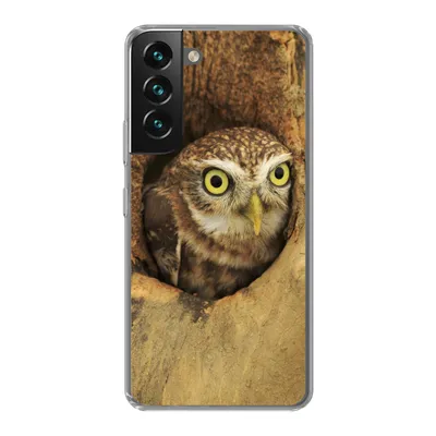 Produktbild von MuchoWow® Handyhülle Schutzhülle Hülle für Samsung Galaxy S22 Braune Eule, die aus einem Loch in einem Baum schaut Silikon Softcase Handy Hülle - Mobiltelefonhülle