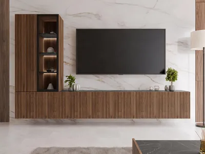 Immagine prodotto di Mobili per soggiorno MEDOXIN - noce / nero + illuminazione a LED