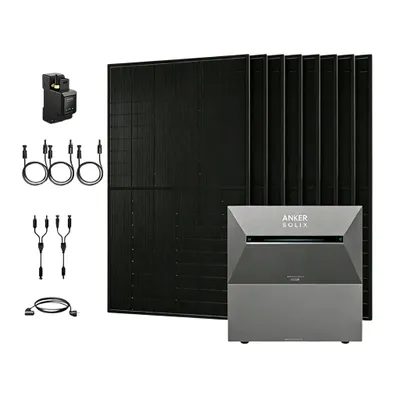 Produktbild von Powerness® Balkonkraftwerk mit Speicher, Anker SOLIX Solarbank 3 E2700 Pro und BP2700 Erweiterungsakku, 8x 500W Bifazial PV Panel & Smart Meter 0% VAT