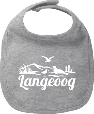 Produktbild von Huuraa Baby Lätzchen Langeoog Strandmotiv Heather Grey Klettverschluss  Baumwolle Latz Geschenkidee