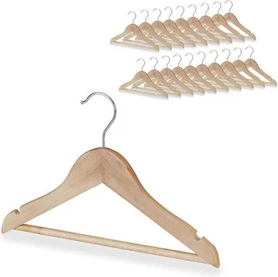 Image de Cintre pour bébés, lot de 20 - Crochets pour pantalons et chemises - Bois naturel - Cintre pour enfants