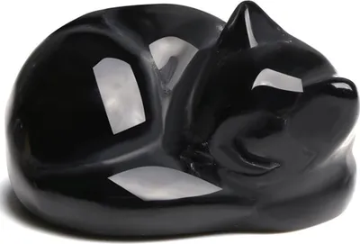 Produktbild von Katzenfigur aus Obsidian, Katzenstatue aus schwarzem Kristall – Therapeutisches Dekor, Stressabbau, schwarze Katzenstatue