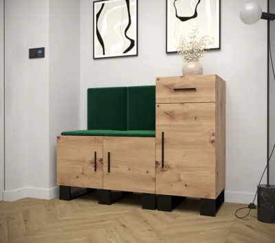 Obrázok produktu pre Predsieňová zostava RUMIE 18 - dub artisan, zelené panely