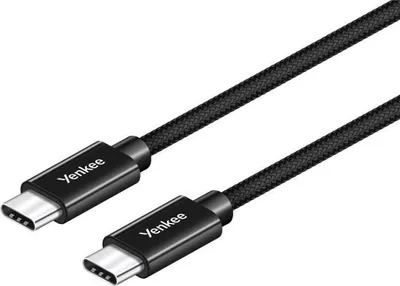 Immagine prodotto di Cavo USB-C, 1 m, 60 W, trasferimento dati 480 Mbps, YENKEE YCU C101 BK, rivestimento in nylon, involucro in alluminio