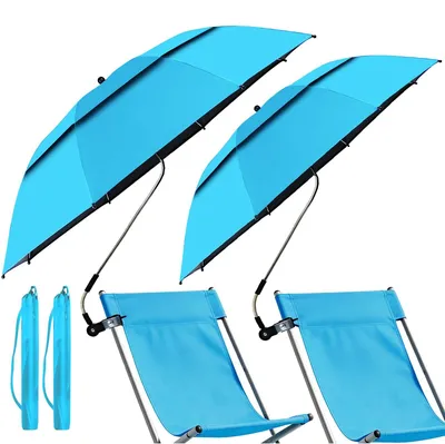 Produktbild von Omgoods – Set aus 2 Strandsonnenschirmen mit Klemme – 360° verstellbarer Sonnenschutz