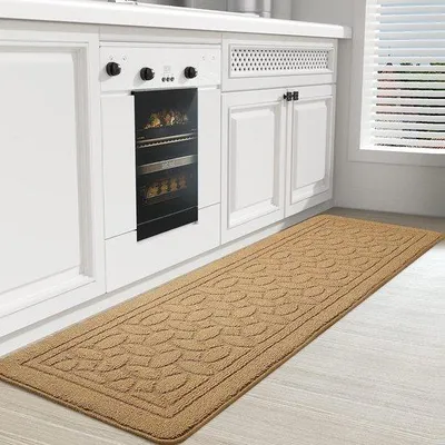 Image de Tapis de cuisine 45 x 150 cm, lavable, antidérapant, absorbant, marron