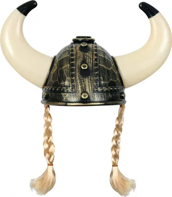 Produktbild von Wikinger Helm Wikingerhelm ca. 60 cm mit Hörnern Zöpfen Fasching