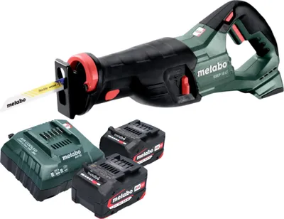 Zdjęcie produktu dla Akumulatorowa pilarka szablasta Metabo SSEP 18 LT 18 V 32 mm + 2x akumulator 4,0 Ah + ładowarka