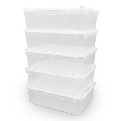Produktbild von 5x Aufbewahrungsbox mit Deckel 3,0 Liter transparent 24,5 x 18,5 x 7,5 cm – stapelbarer Organizer für Küche, Bad, Büro, Haushalt & Vorrat