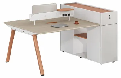Image de Bureau beige pour 2 personnes, table multifonction, mobilier de bureau, bureau