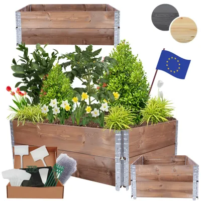 Produktbild von MODO24 Hochbeet Holz, Pflanzrahmen, Kräuterbeet, Gemüsebeet, Massivholz Kiefer, Garten, 40x120x80 cm, Braun, ZP10