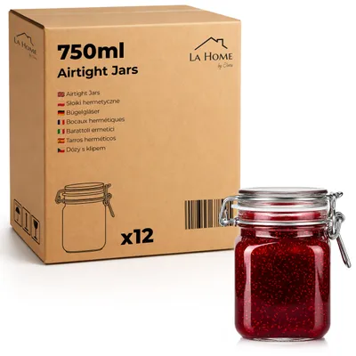 Produktbild von 12er Set Einmachglas 750 ml quadratisch Vorratsglas mit Bügelverschluss