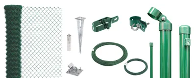 Produktbild von Alberts 632274 Maschendrahtzaun als Zaun-Komplettset, mit Einschlagbodenhülse, grün, Höhe 100 cm, Länge 60 m