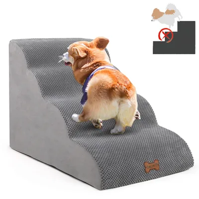 Produktbild von Caliyo Hundetreppe 4 Schichten Haustiertreppe Hundetreppe 50 kg belastbar Rutschfest Katzentreppe, für Kleine Hunde Welpe Katzen aus Sofa Bett