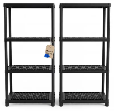 Produktbild von Kunststoffregal Lagerregal - 131 x 58 x 29 cm - 4 Böden - 2er Set - Für Keller und Garage