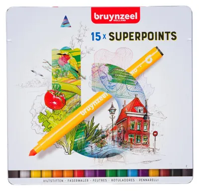 Immagine prodotto di Set di pennarelli Bruynzeel Superpunkt, 15 colori - Pennarelli creativi