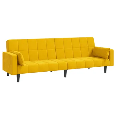 Zdjęcie produktu dla vidaXL Sofa 2-osobowa z 2 poduszkami żółty aksamit
