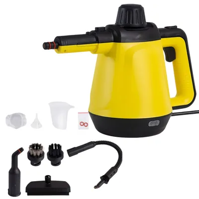 Produktbild von Dampfreiniger, 1200W Handdampfreiniger, 450ml Steam Cleaner mit Zubehör Set, Mehrzweck-Dampfgarer für den Heimgebrauch, Entfernt Fett, Schmutz, Gelb