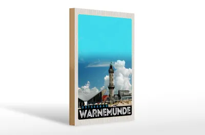 Produktbild von Holzschild Reise 20x30cm Ostseebad Warnemüde Leuchtturm