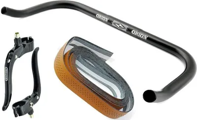 Produktbild von Bullhorn Fixie Lenker schwarz 400 mm, Bremshebel & Lenkerband Spezial Hellbraun