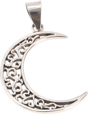 Produktbild von Filigraner Ethno Silberanhänger Mond, Silber-Farben, SterlingSilber, 3,5*1*0,1 cm, Anhänger & Amulette aus Silber