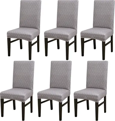 Produktbild von Esszimmerstuhlbezüge 6er-Set Stretch Stuhlkissen Anti-Staub für Hotel Büro Bankett Hochzeit, Grau