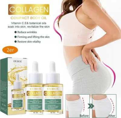 Produktbild von jinaishop, Straffendes Körperformungs-Massageöl für Bauch und Beine, 30ml, 2 Stück, mit Kollagen, Hyaluronsäure, Vitamin E, Moringaöl