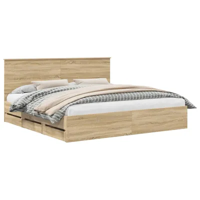 Image de Cadre de lit Chêne Sonoma 200 x 200 cm Bois Ingénierie
