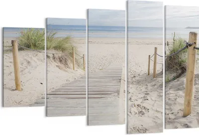 Produktbild von Bild auf Leinwand - Leinwandbild - 5 Teile - Strand Düne Eintritt - 150x100cm - Wand Bild - Wanddeko - Wandbilder - Leinwanddruck - Bilder - Wanddekoration - Leinwand bilder - EG150x100-4188